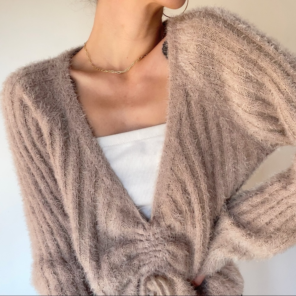 Fuzzy crop sweater